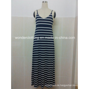 Sexy ärmellose Streifen Sling Stripe Maxi Langes Kleid